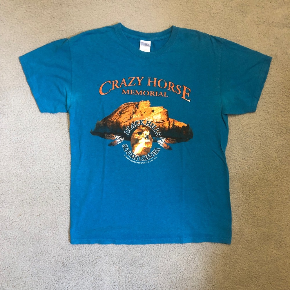 2000s‎ Crazy Horse Memorial South Dakota Graphic T-Shirt Teal Blue Large